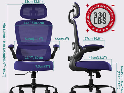 Ergonomic Office Chair – Mesh, High Back, Wheels – Violet