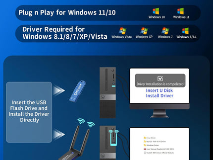 USB 3.0 WiFi Adapter for PC Desktop