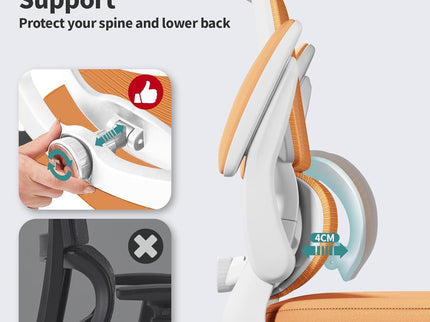 TRALT Ergonomic Office Chair – Mesh, High Back, Wheels – Orange