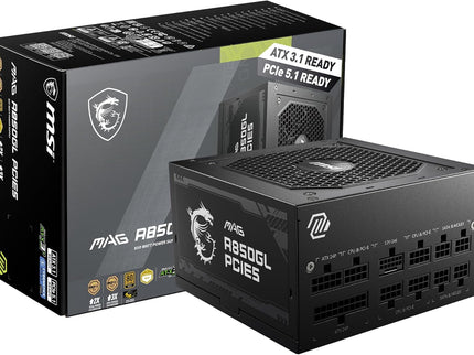 MSI MAG A850GL PCIE5, Fully Modular Compact Gaming 850W Power Supply