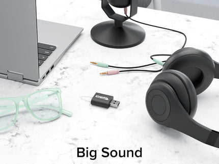 Plugable USB Audio Adapter with 3.5mm Speaker-Headphone and Microphone Jack, Add an External Stereo Sound Card to Any PC, Compatible with Windows, Mac, and Linux - Driverless