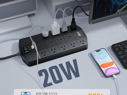 Power Strip,SUPERDANNY 5000 Joules Surge Protector