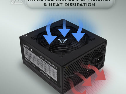 Apevia SPIRIT600W Spirit 600W ATX Power Supply with Auto-Thermally Controlled 120mm Fan, 115/230V Switch, All Protections