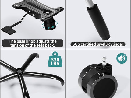 TRALT Ergonomic Office Chair – Mesh, High Back, Wheels – Black