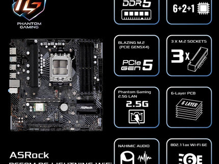 ASRock B650M PG Lightning WiFi 6E AMD Ryzen