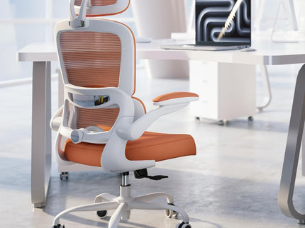 TRALT Ergonomic Office Chair – Mesh, High Back, Wheels – Orange