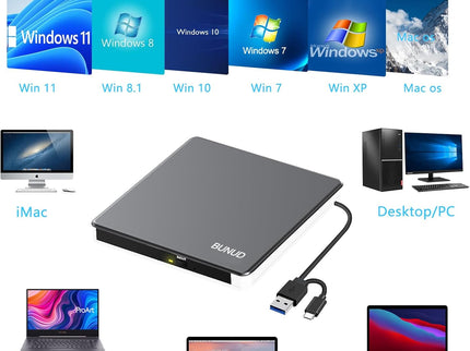 External DVD Drive, USB C Superdrive for Apple USB 3.0