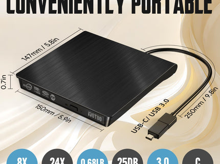 External DVD Drive, Portable USB 3.0