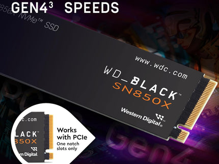WD_BLACK 2TB SN850X NVMe Internal Gaming SSD Solid State Drive - Gen4 PCIe, M.2 2280, Up to 7,300 MB/s - WDS200T2X0E