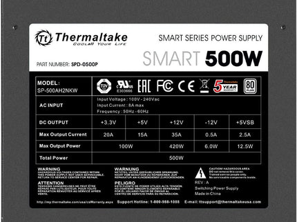 Thermaltake Smart 500W 80+ White Certified PSU