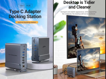 Laptop Docking Station 3 Monitors, 15-in-1 USB-C Dock Station Hub