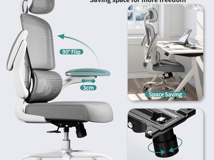 Ergonomic Office Chair – Mesh, High Back, Wheels – Grey