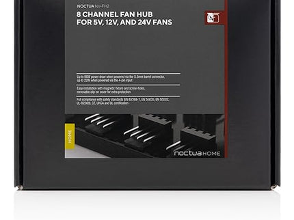 Noctua NV-FH2 8-Channel Fan Hub – 5V/12V/24V, up to 60W, optional 5.5mm barrel power (Black)