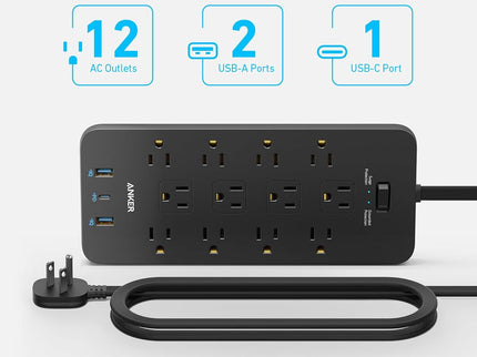 Anker Surge Protector Flat Plug Power Strip(2100J)