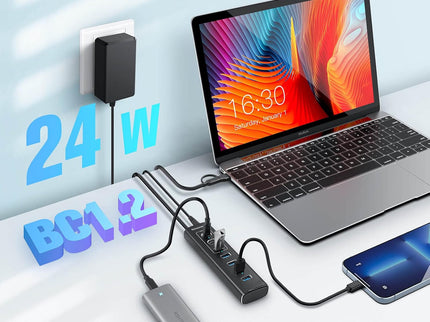 Powered USB Hub, Rosonway 7-Port USB 3.2/USB C Hub