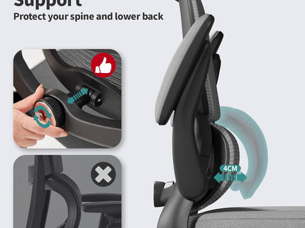 TRALT Ergonomic Office Chair – Mesh, High Back, Wheels – Black Grey