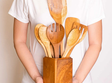 8-Pc Teak Wood Cooking Utensils Set