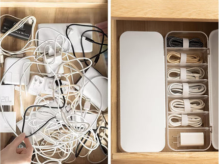 2-Pc Cable Organizer Storage Box with 14 Wire Ties