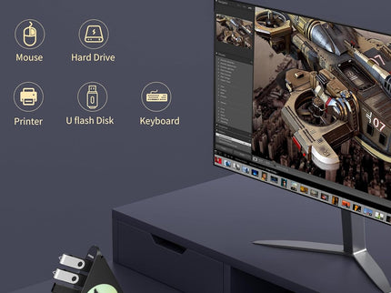 7-Port USB 3.0 Hub, Vertical USB Hub Splitter with RGB Lighting