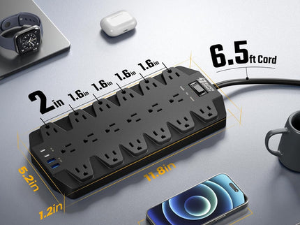 Surge Protector Power Strip, SUPERDANNY 18 AC Outlets with 4 USB Ports