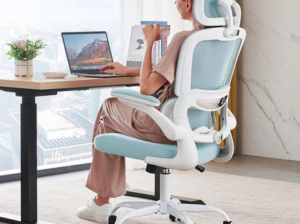 TRALT Ergonomic Office Chair – Mesh, High Back, Wheels – Blue