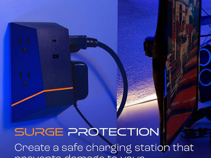 Titan 6-Outlet Surge Protector, LED Light Strip with Full Spectrum Color-Select