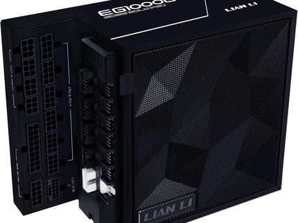 Lian Li EDGE1000W Fully Modular Low-Noise ATX Power Supply - ATX 3.1 & PCIE 5.1 Compliant - Cybenetics Gold Efficiency - 12V-2x6 Cable - L-Shape Design - with USB/Fan Hub - Black (EG1000G.WB)