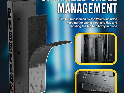 EZDIY-FAB ARGB PWM Fan Hub for PC Case Fan, 8 PWM Ports+8 ARGB Ports, 12V RGB/ 5V ARGB Motherboard Sync, PWM Functional Fan Adapter, Two Lighting Systems, Easy Cable Management.