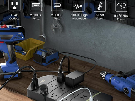 Power Strip,SUPERDANNY 5000 Joules Surge Protector