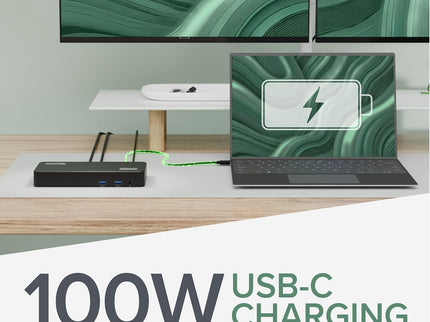 Plugable USB C Triple Display Docking Station with Laptop Charging, f