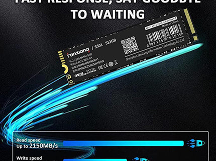S501 512GB NVMe SSD 3D NAND1.3 PCIe Gen3x4 M.2 2280 Internal Solid State Drive (Read/Write Speed up to 2,150/1,600 MB/s) Compatible with Laptop & PC Desktop