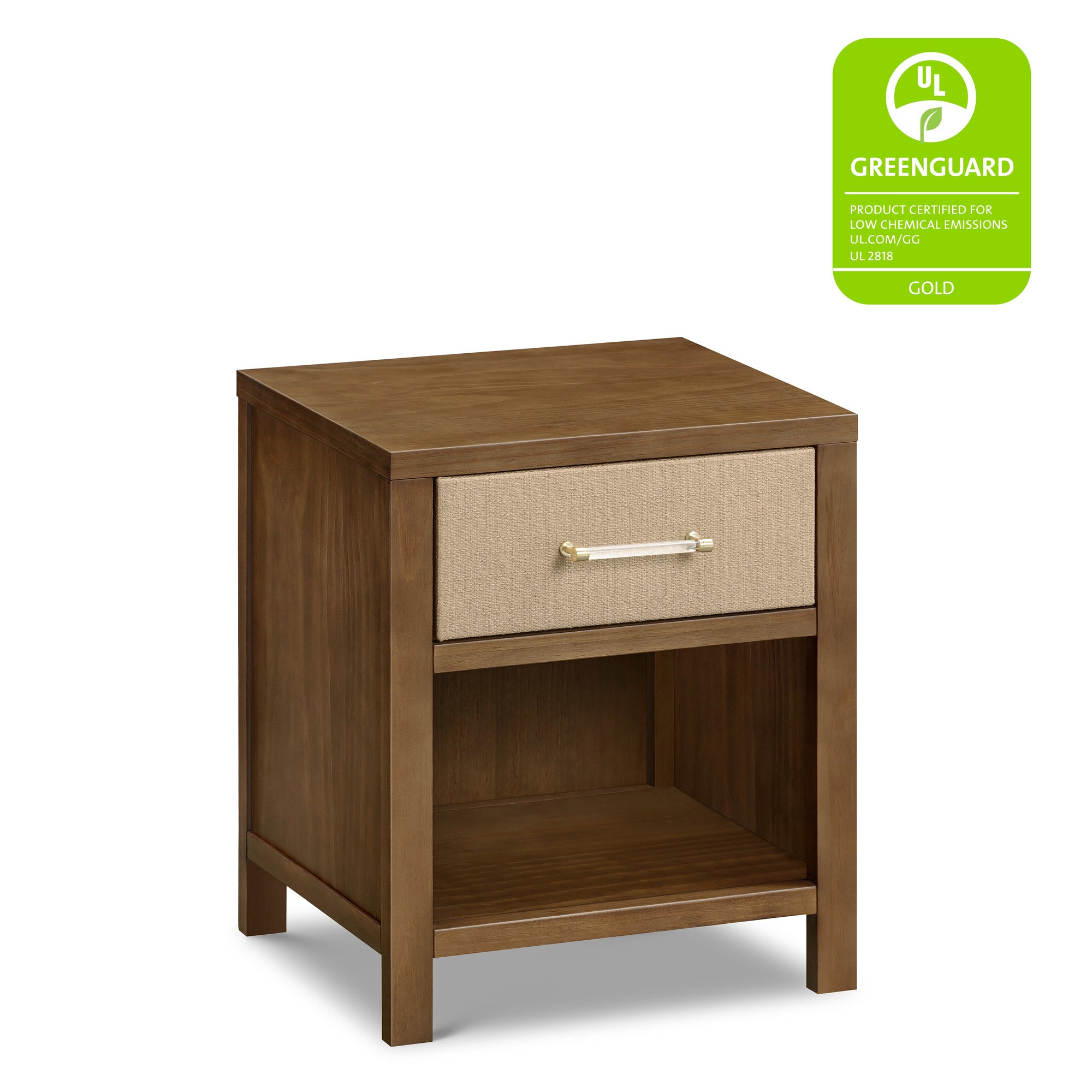 M24860NLPSEW,Namesake,Eloise Nightstand Assembled in Natural Walnut & Performance Sand Eco-Weave