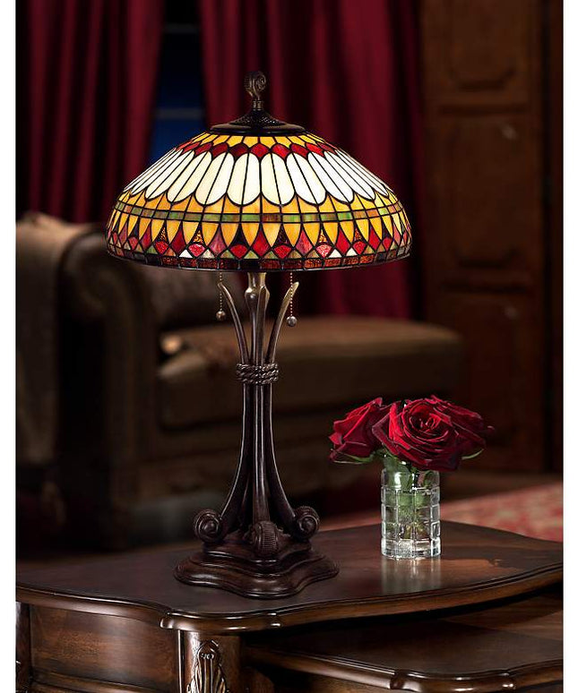 Quoizel Western Place 26 1/2" Bronze Tiffany-Style Glass Table Lamp