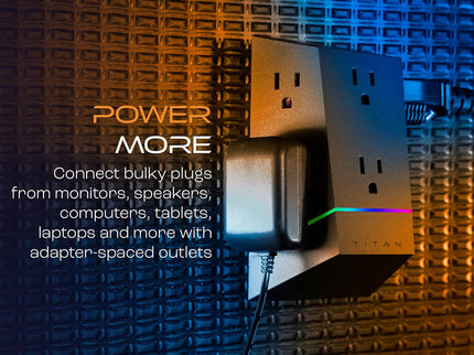 Titan 6-Outlet Surge Protector, LED Light Strip with Full Spectrum Color-Select