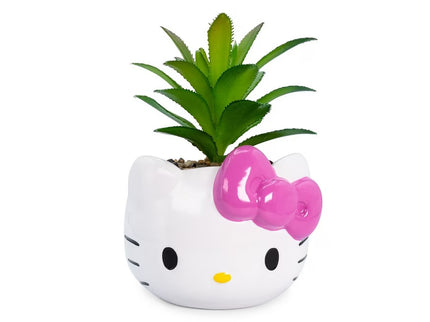 Hello Kitty Face 3-In Ceramic Mini Planter with Artificial Succulent