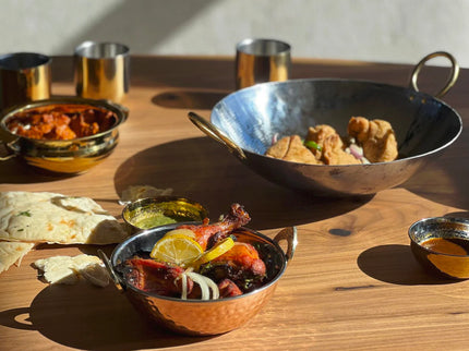 Indian Handi Serving Bowl - Brass Colored Stainless Steel