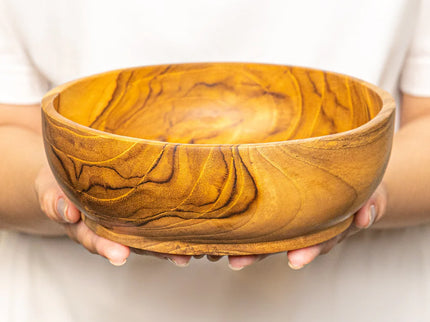 Round 7" Footed Teak Wood Bowl