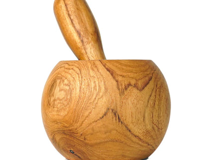 Round Teak Wood Mortar and Pestle