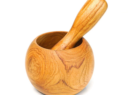 Round Teak Wood Mortar and Pestle