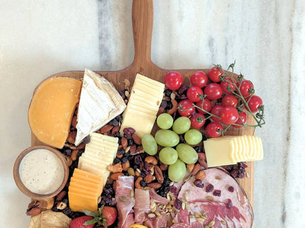 Square Teak Wood Charcuterie Cutting board with Long Handle