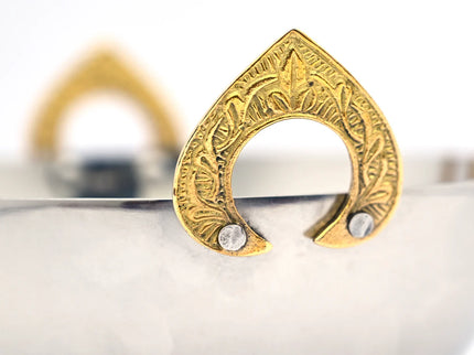 Indian Handi Serving Bowl - Stainless Steel with Brass Handles