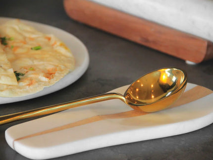 Marble and Wood Spoon Rest