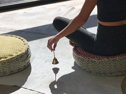 Block Print Meditation Cushion - Double Sided Round