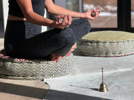 Block Print Meditation Cushion - Double Sided Round