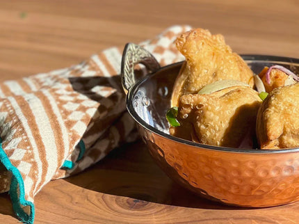 Indian Handi Serving Bowl - Hammered Copper Double Walled