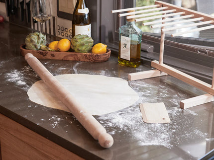Italian Mattarello Pasta Rolling Pin and Dough Scraper Set