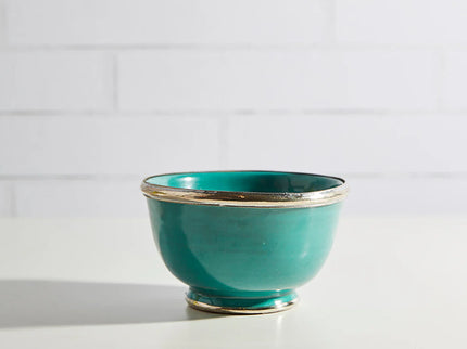 Moroccan Glazed Bowls with Berber Silver Trim