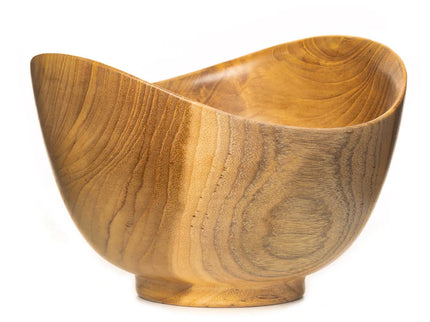 Wavy Menbachi Teak Wood Noodle Bowl - Small