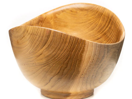 Wavy Menbachi Teak Wood Noodle Bowl - Small
