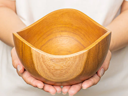 Wavy Teak Wood Bowl